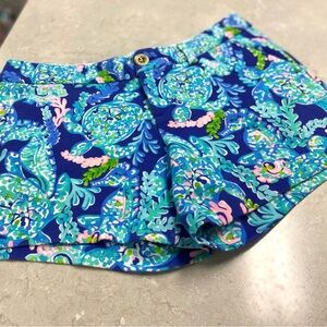 Lilly Pulitzer Size 0 Callahan Knit Short Corsica Blue Turtle Villa